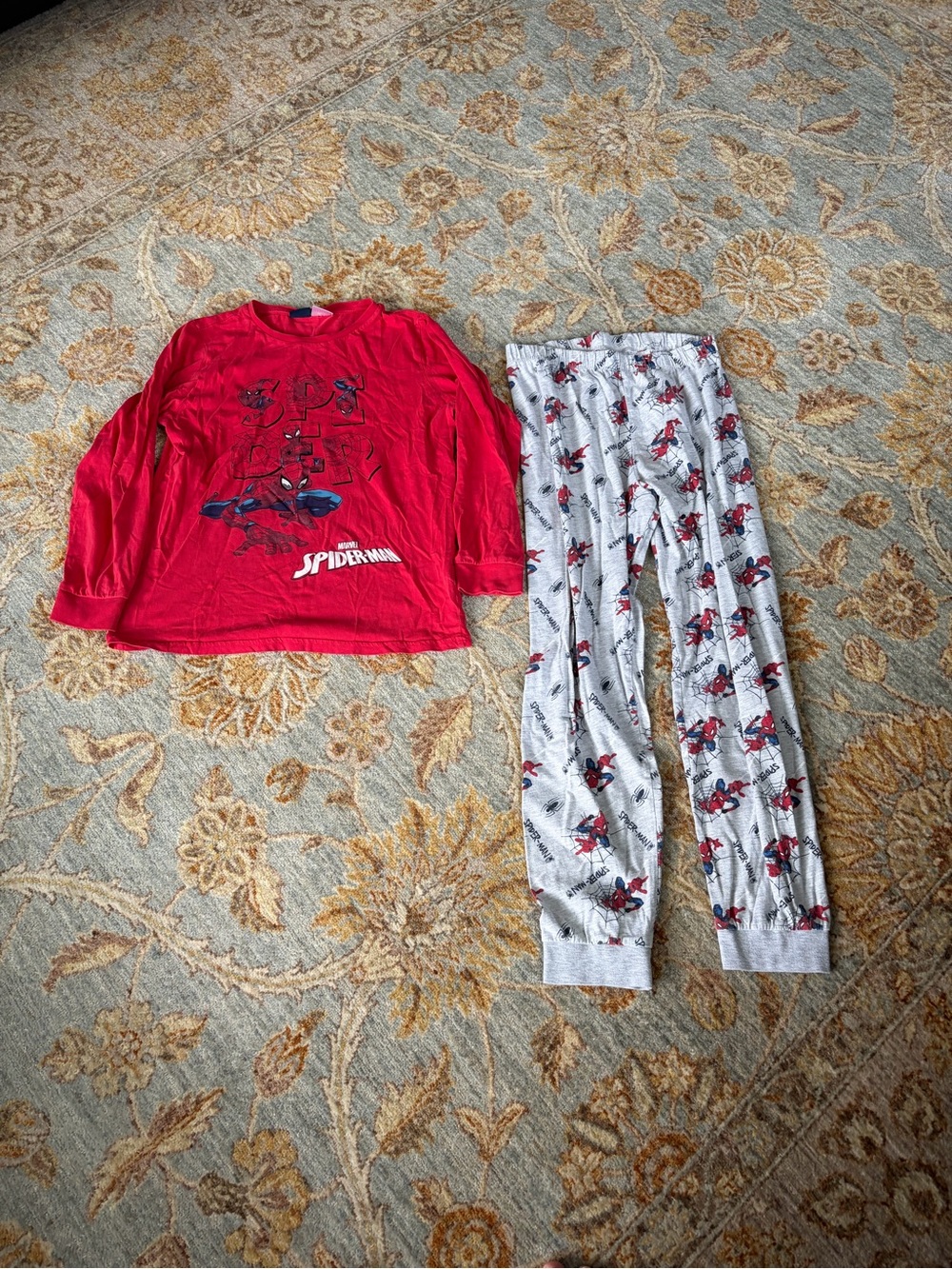Source Unknown Red and Light Gray Spiderman Kids Pajama Set